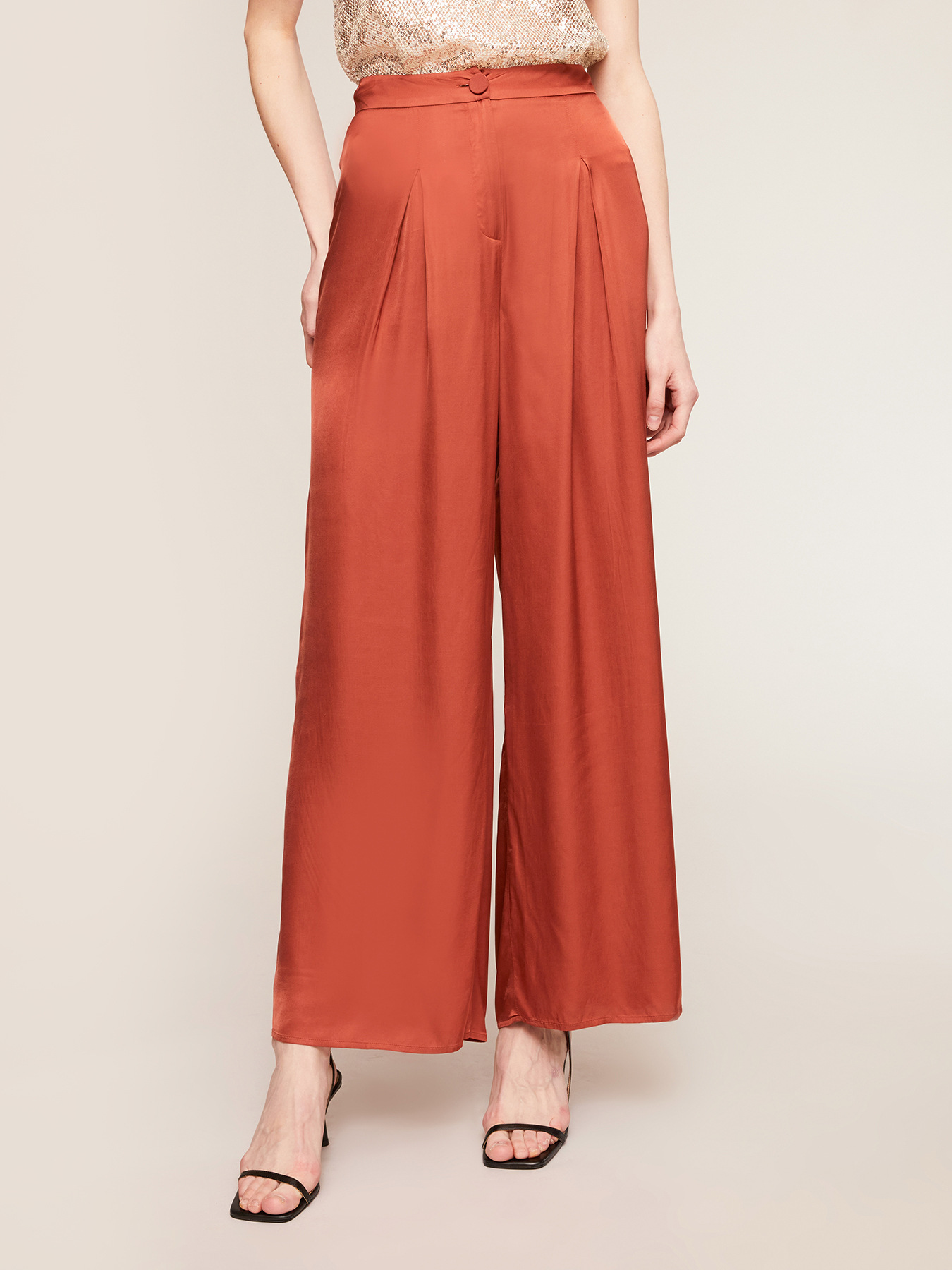 Satin palazzo trousers image number 0