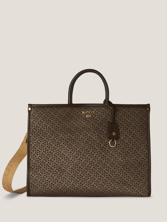Motivi New shopping bag in tessuto jacquard Donna Marrone