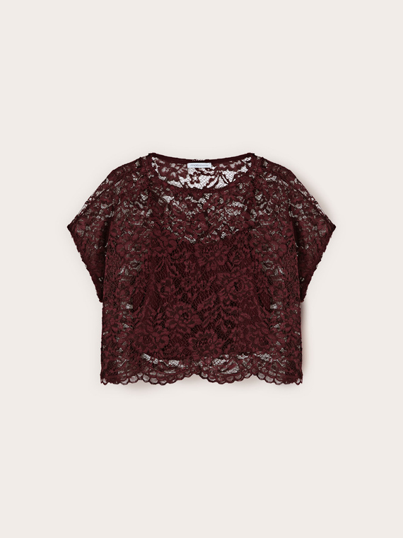 Blouse courte en dentelle