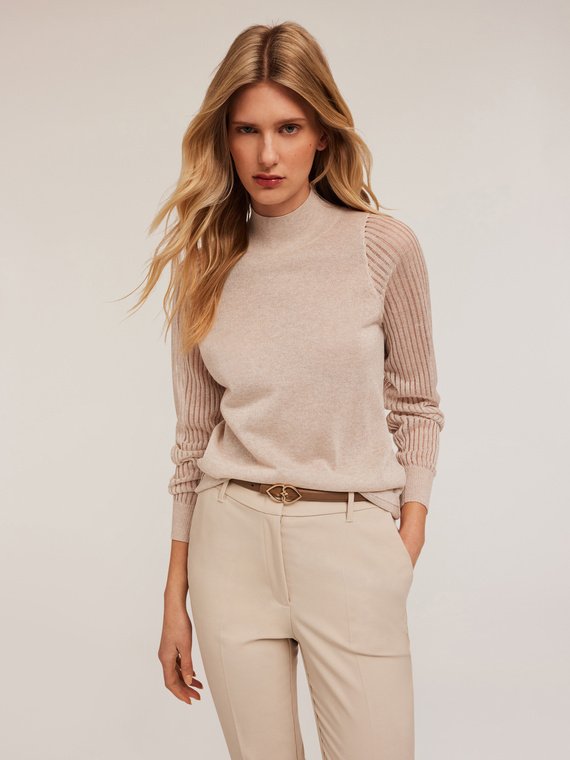 Motivi Maglia con maniche traforate Donna, Beige, Taglia L