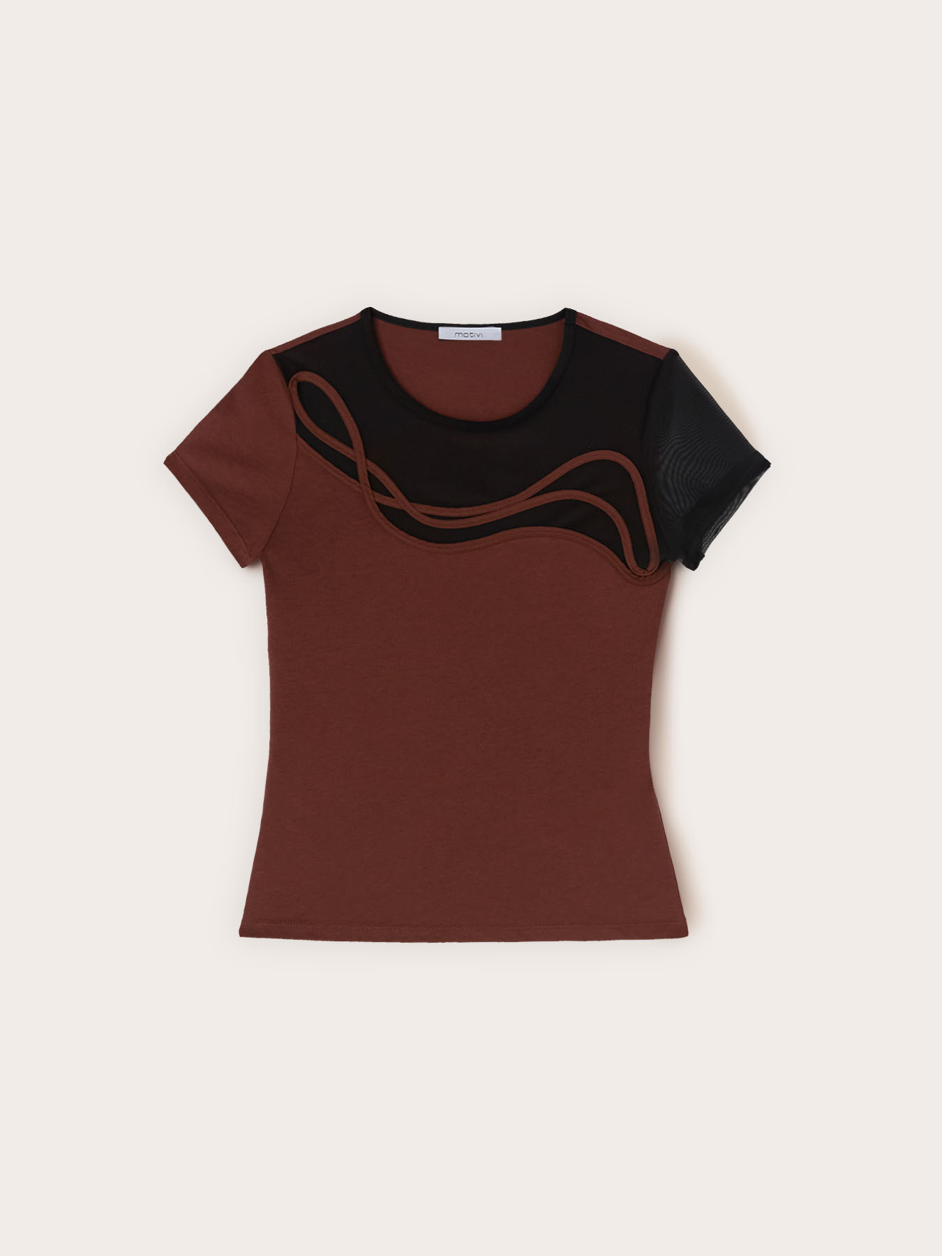 Two-tone t-shirt with embroidery image number 4
