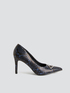 Snakeskin print faux leather court shoes image number 1