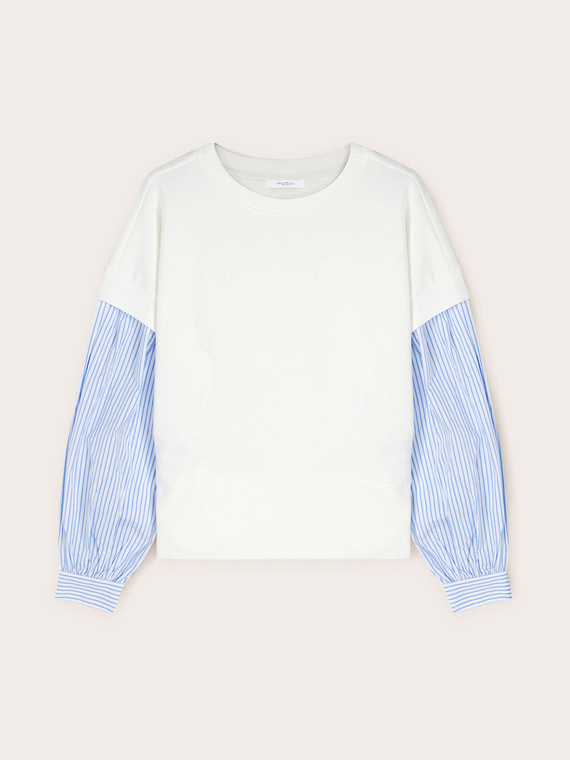 Two-piece sweatshirt with false shirt sleeves