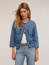 Collarless denim jacket image number 2
