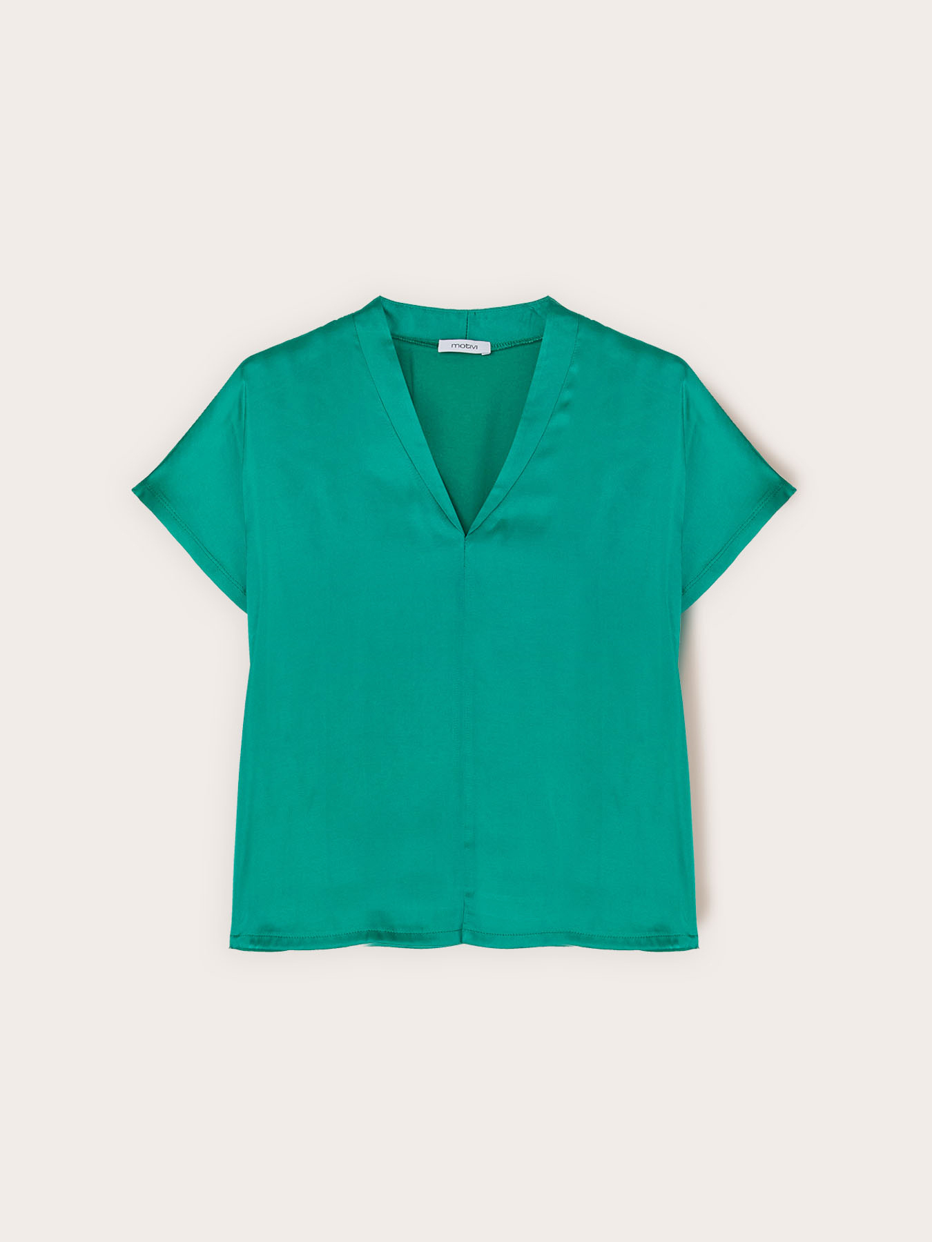 Two-material V-neck T-shirt image number 3