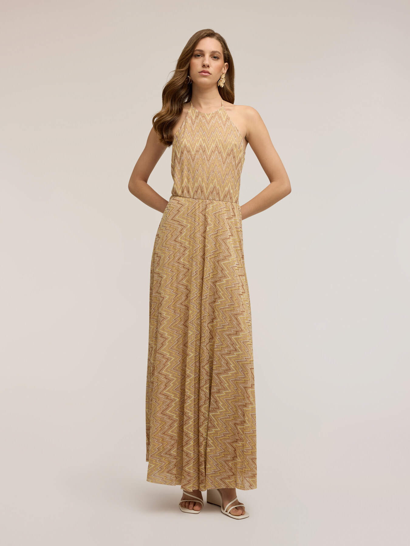 Vestito flare lungo misto lurex image number 2