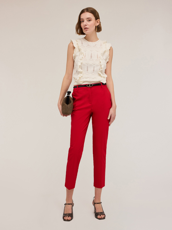 Motivi Pantaloni regular in tessuto tecnico Donna, Rosso, Taglia 44