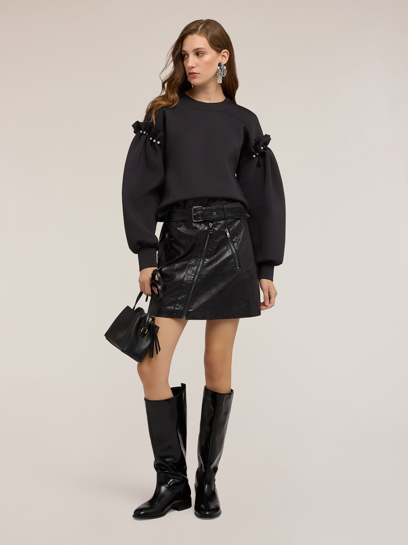 Scuba sweatshirt with pearl detail image number 2