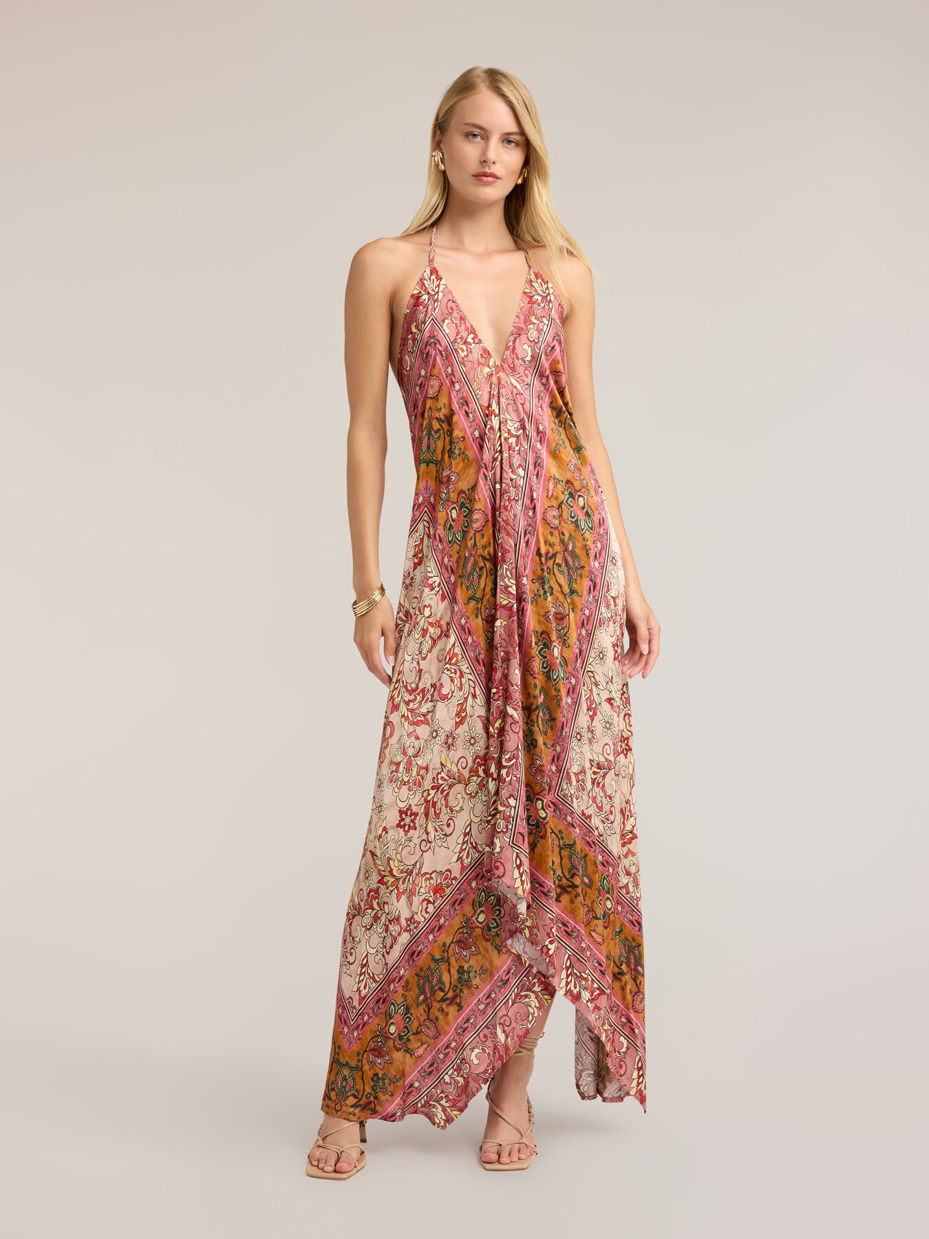 Robe longue en satin imprim&eacute;e image number 2