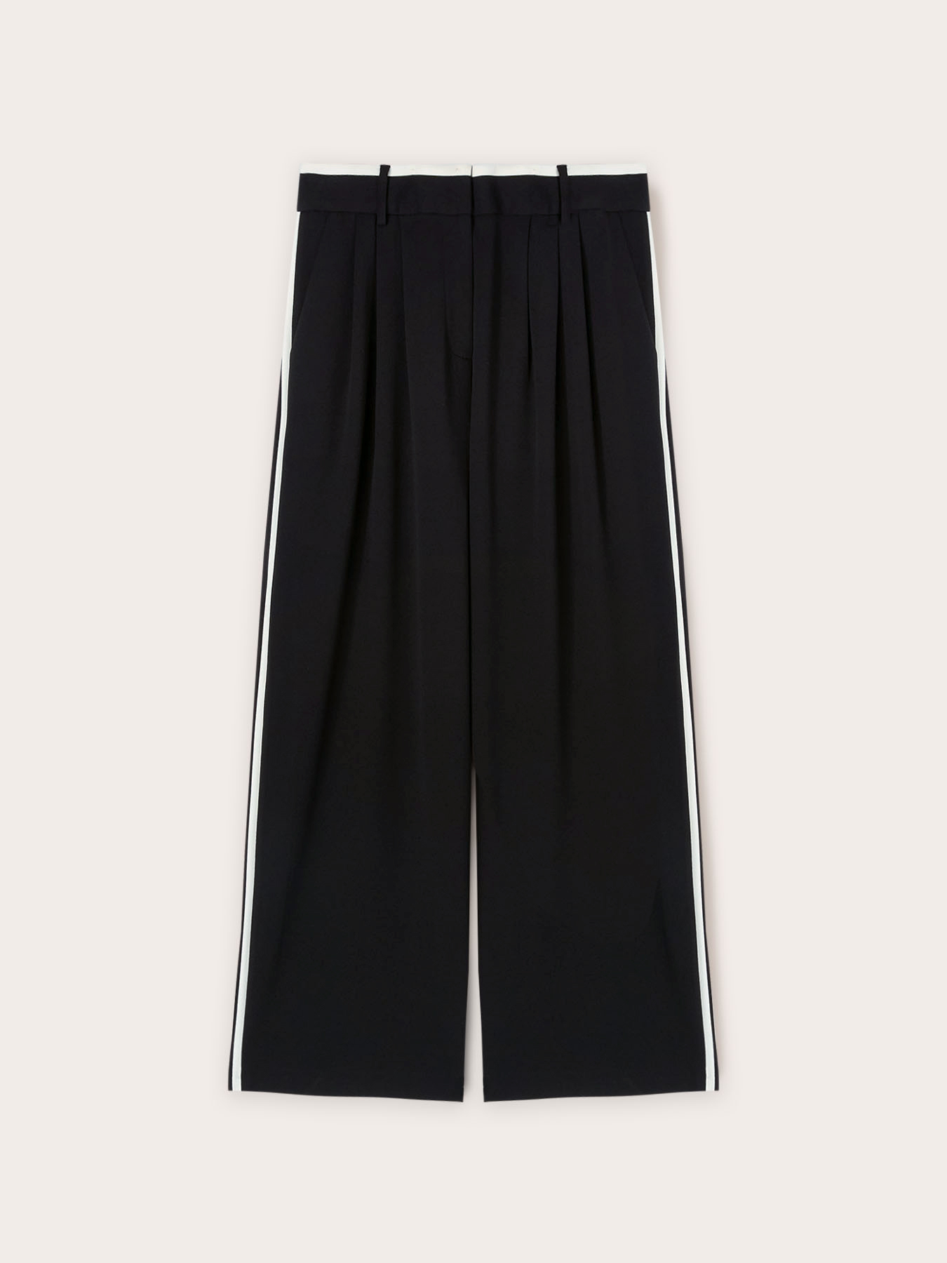 Palazzo trousers with pleats and contrasting trims image number 4