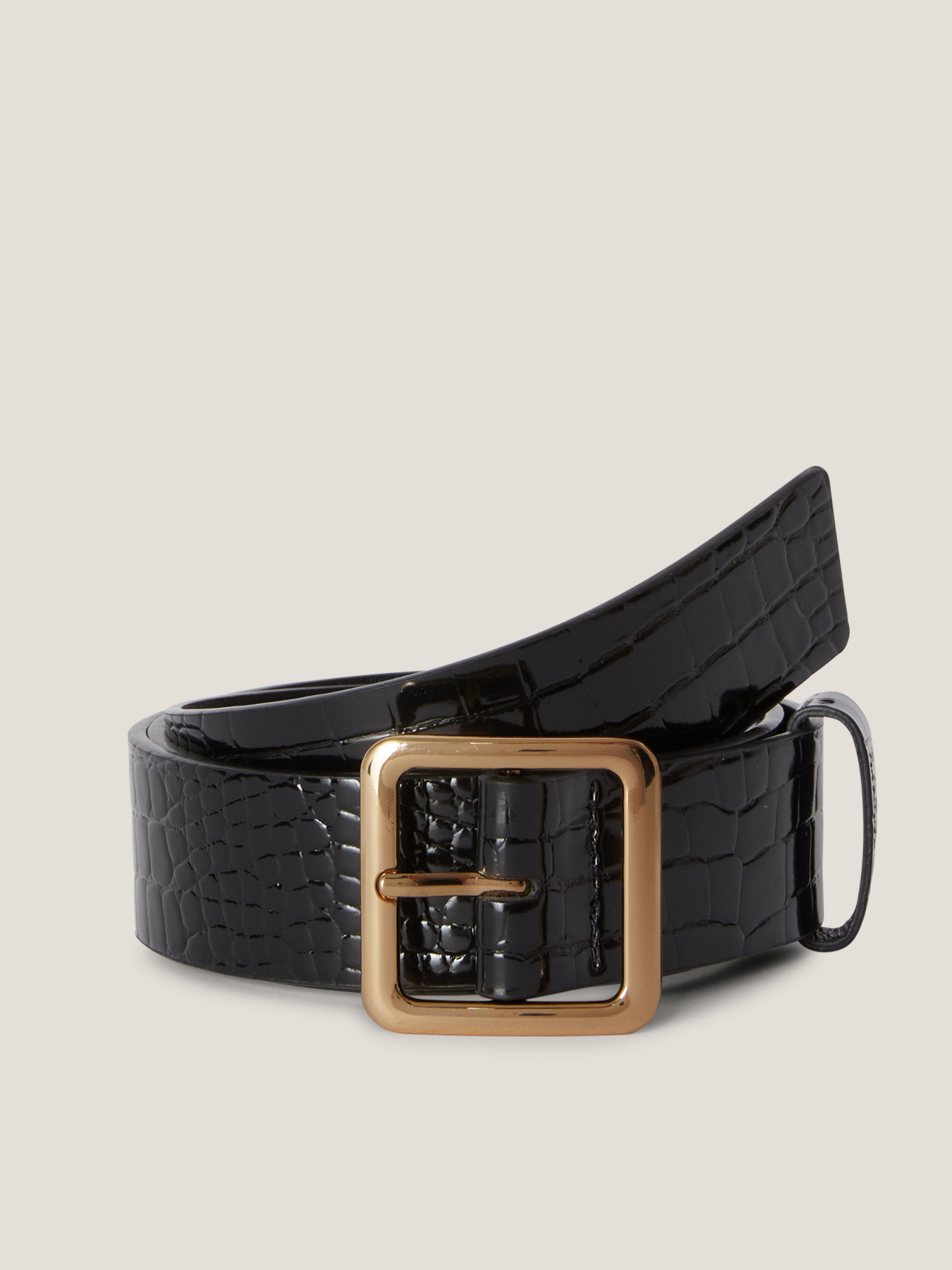 G&uuml;rtel aus gl&auml;nzendem Lederimitat in Krokodilleder-Optik image number 0