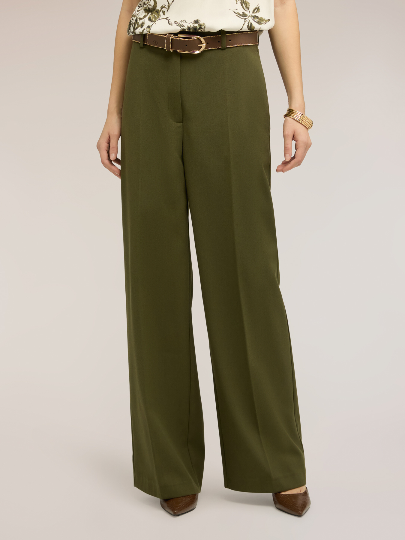 Pantalon palazzo en polyester viscose image number 2