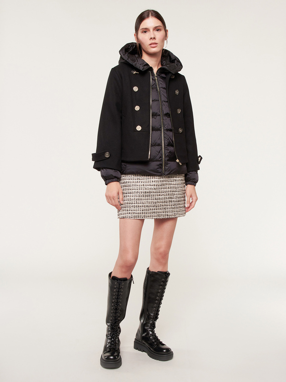 Short trapeze coat with inner down
