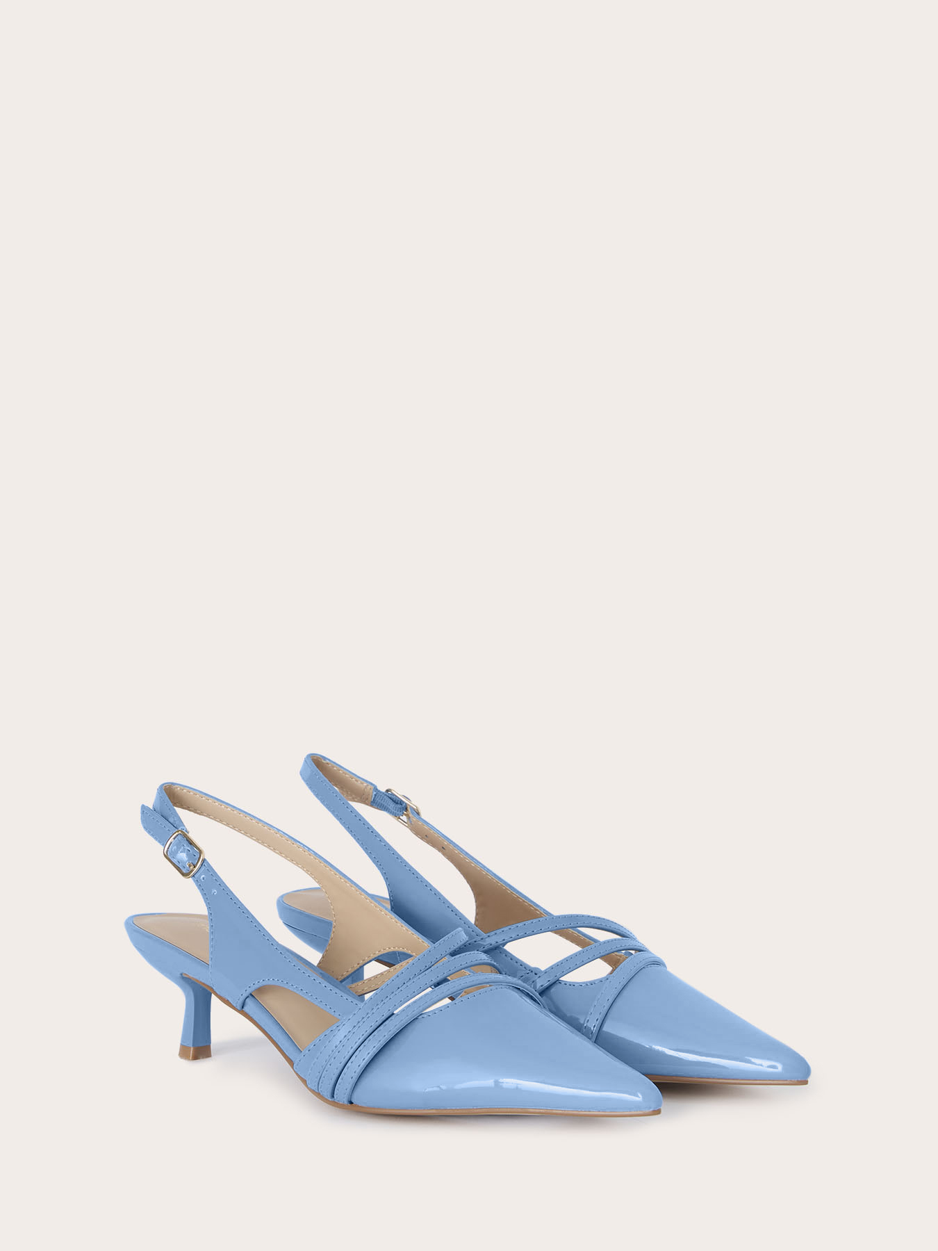 D&eacute;collet&eacute; slingback con listini e tacco kitten image number 2