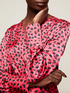 Short leopard print pattern crossover blouse image number 2