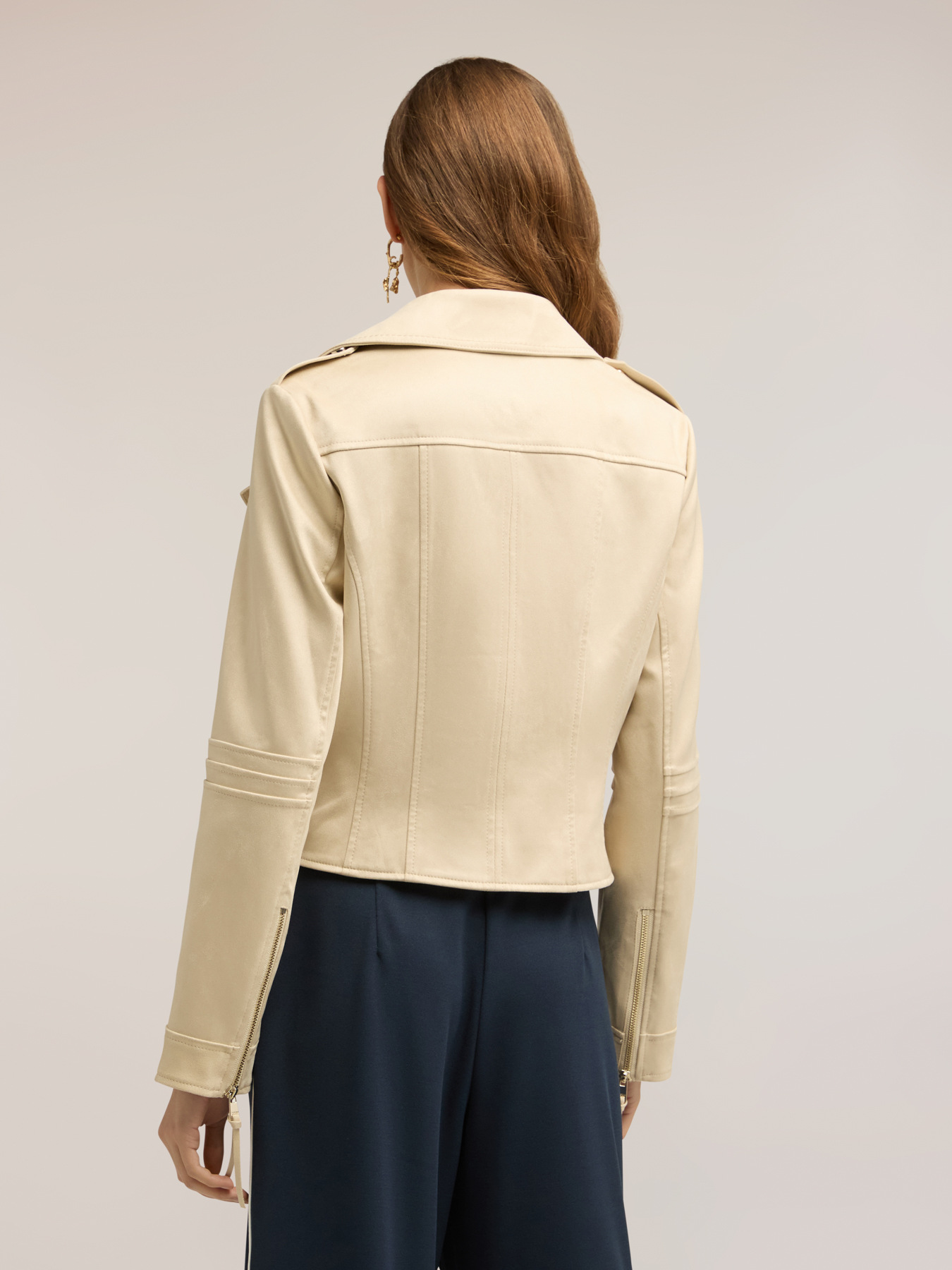 Biker jacket with hanging zip pulls image number 1