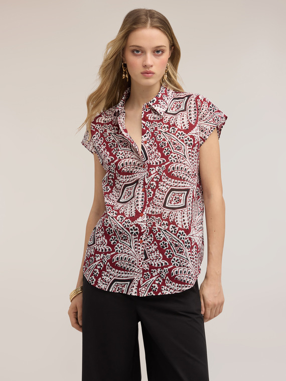 Camisa de muselina de algod&oacute;n con estampado
