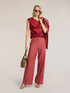 Satin top with draped asymmetric neckline image number 2