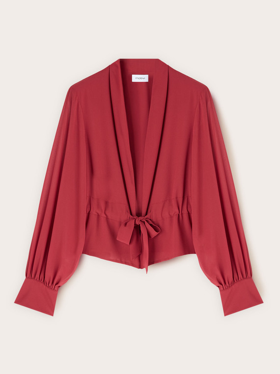 Georgette blouse with shawl neckline