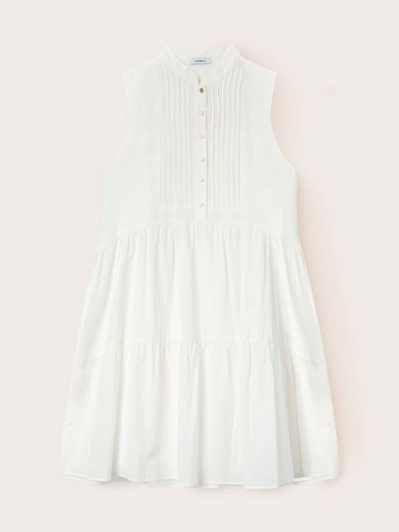 Vestito chemisier in voile con colletto coreano