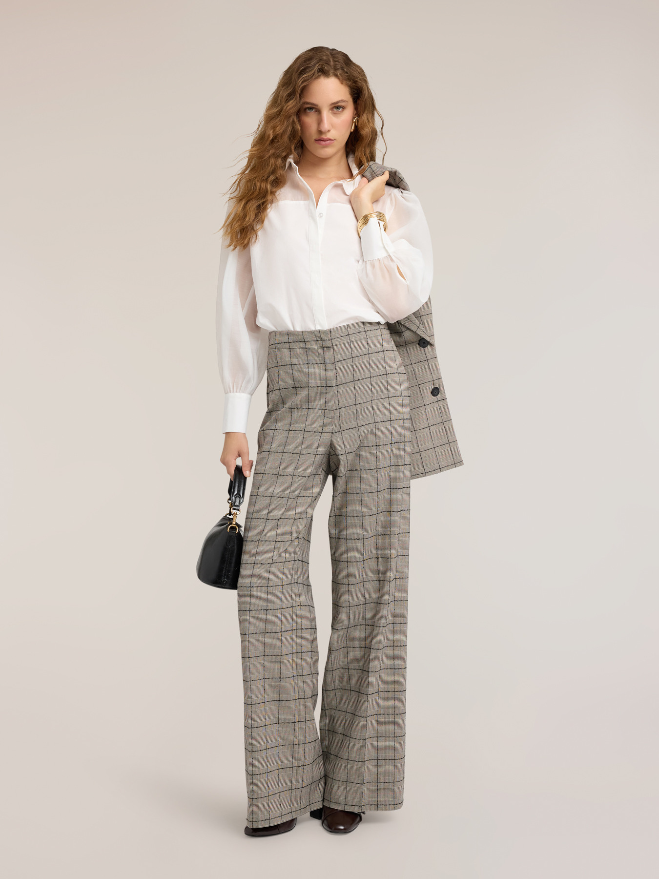 Poplin shirt with semi-sheer inserts image number 2