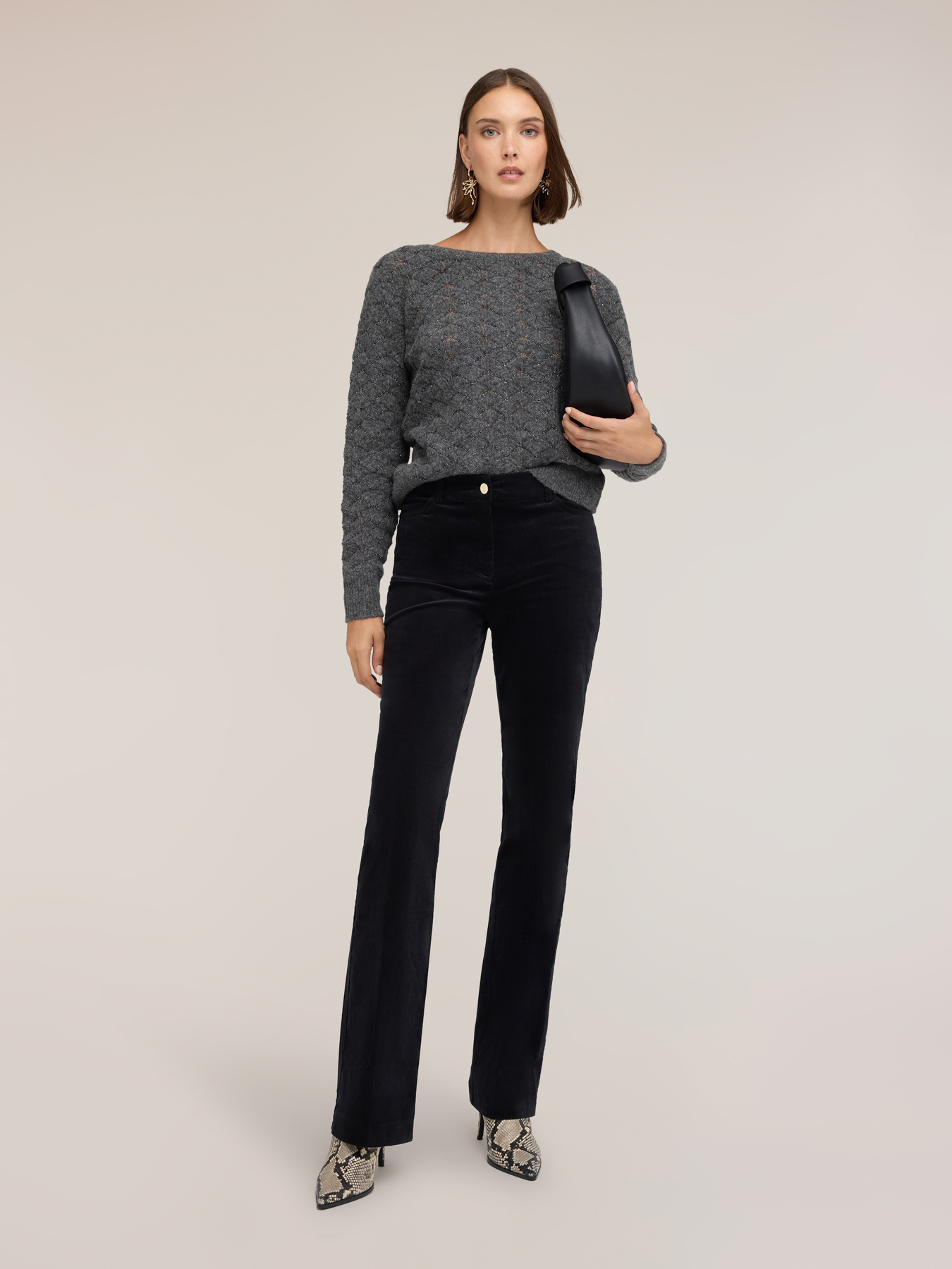 Fan-stitch knit top with lurex image number 2