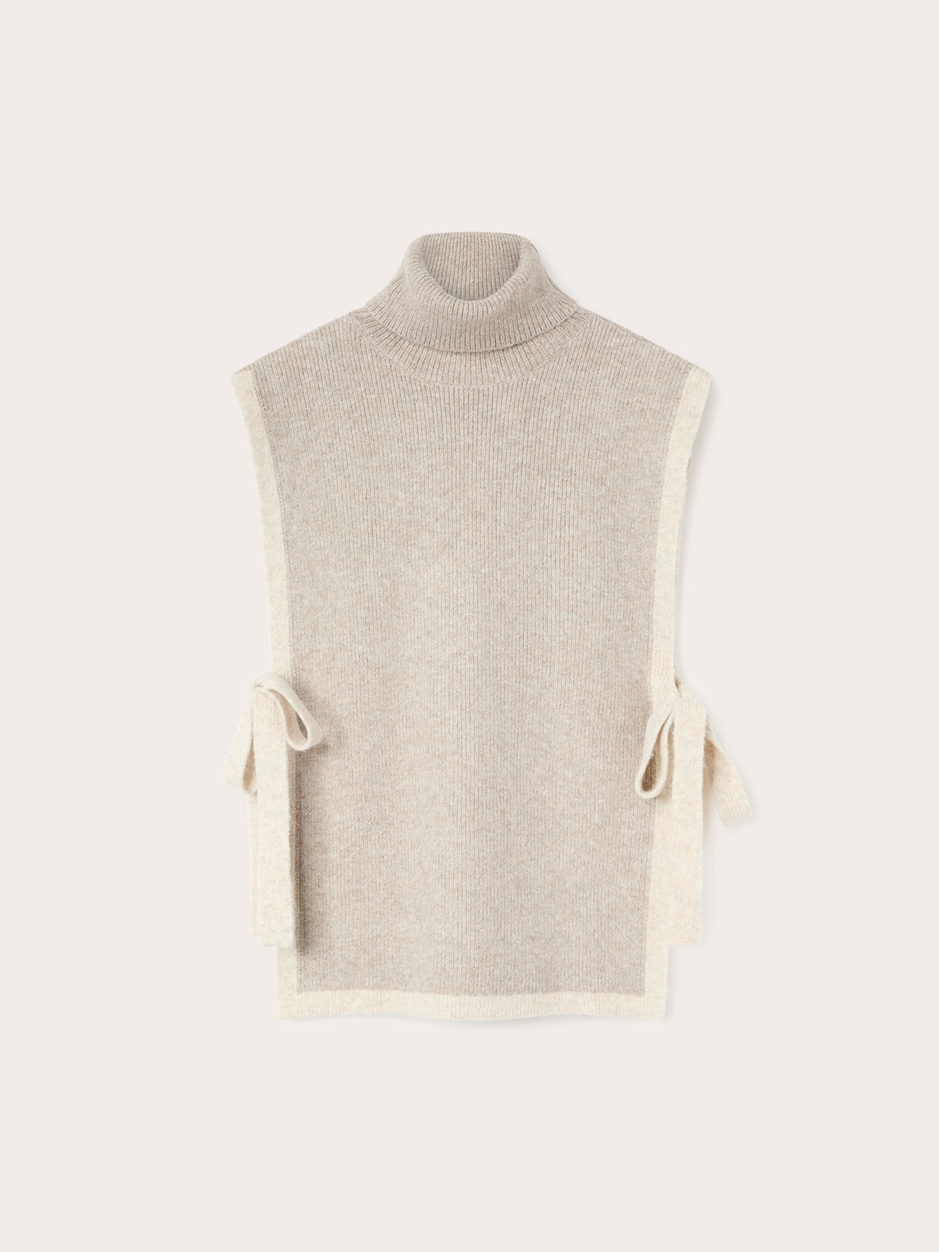 Ribbed knit poncho with turtleneck image number 1