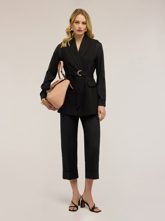 Double-breasted belted vest