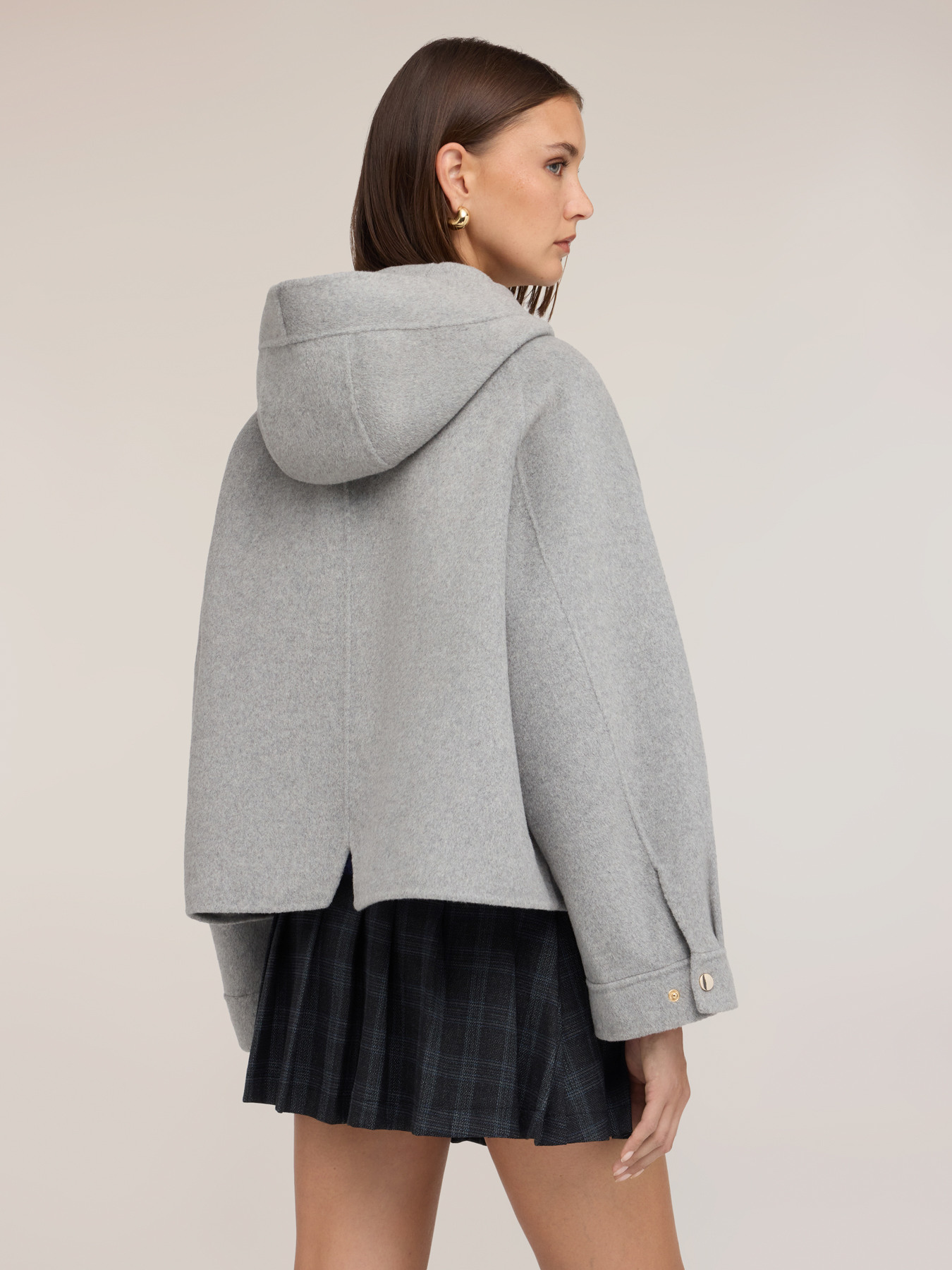 Wool-blend cloth jacket with hood image number 1