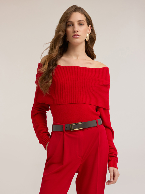Off-shoulder sweater in viscose blend