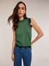 Top in maglia con bordo in pizzo image number 2