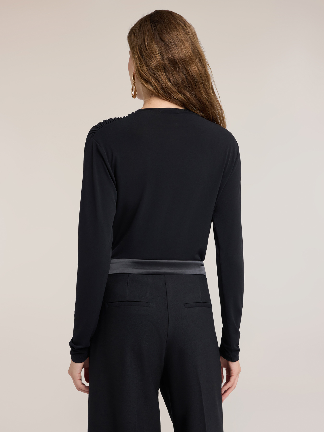 Draped bodysuit with long sleeves image number 1