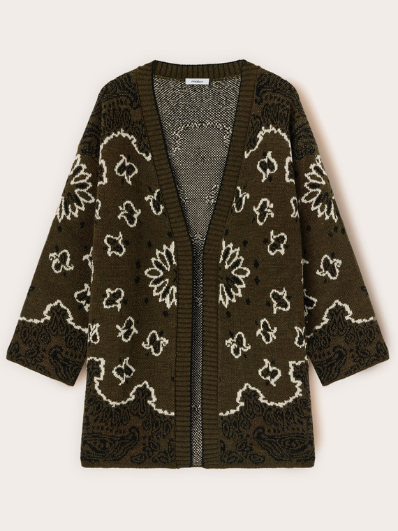 Jacquard knit cardigan over