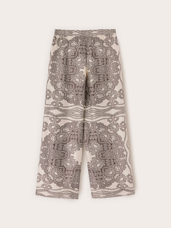 Palazzo pants in printed viscose satin