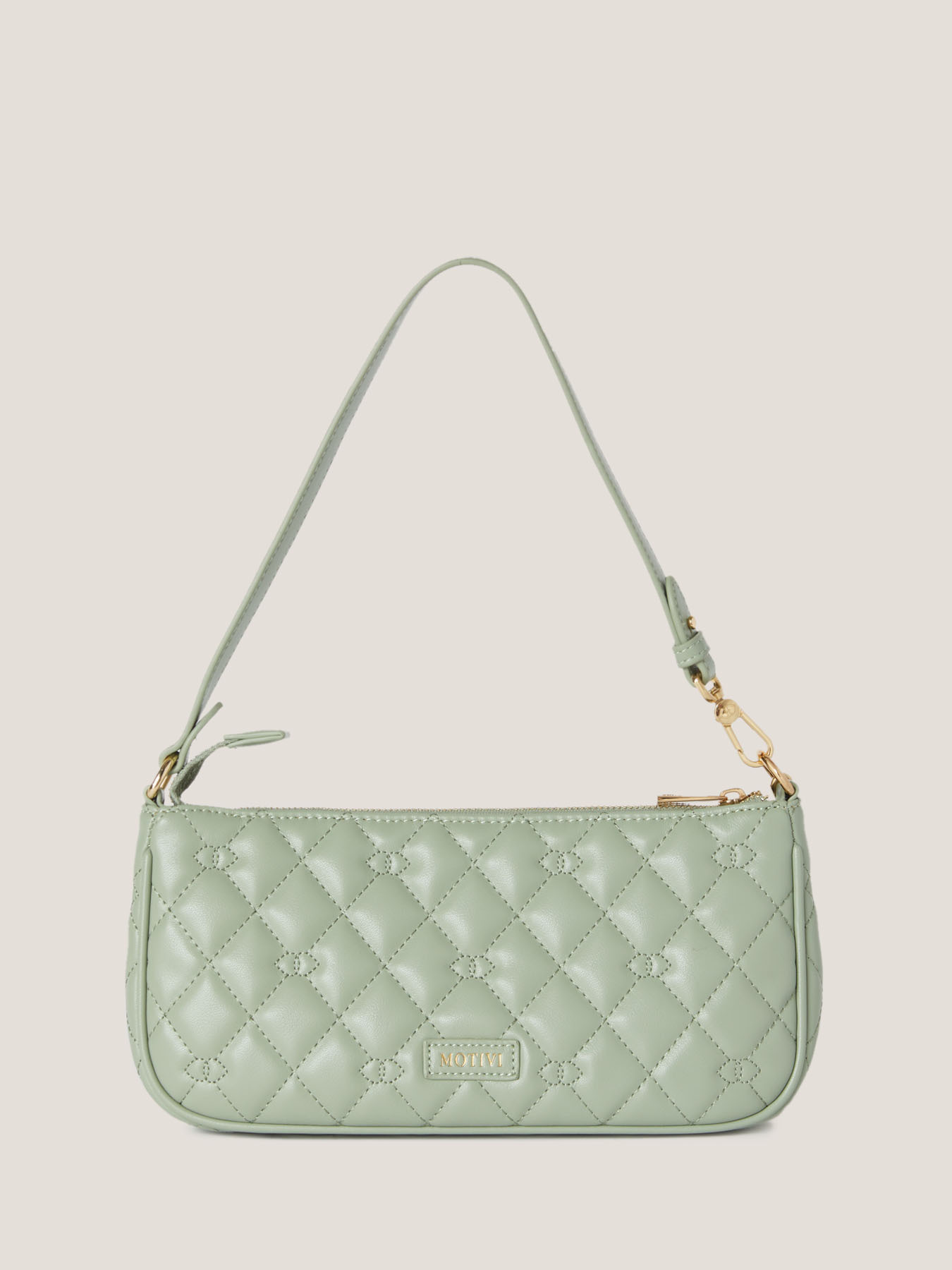 Borsa Baguette piatta in tessuto spalmato trapuntata image number 1