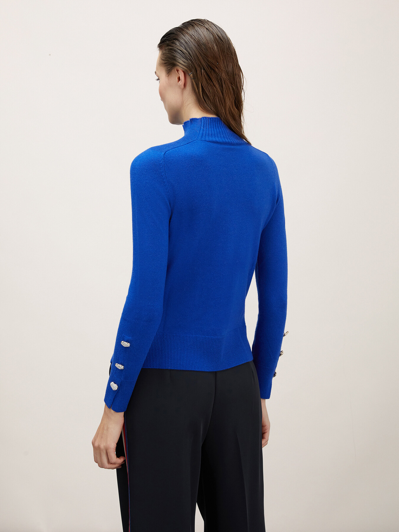 Pullover with jewel buttons on the cuffs image number 1