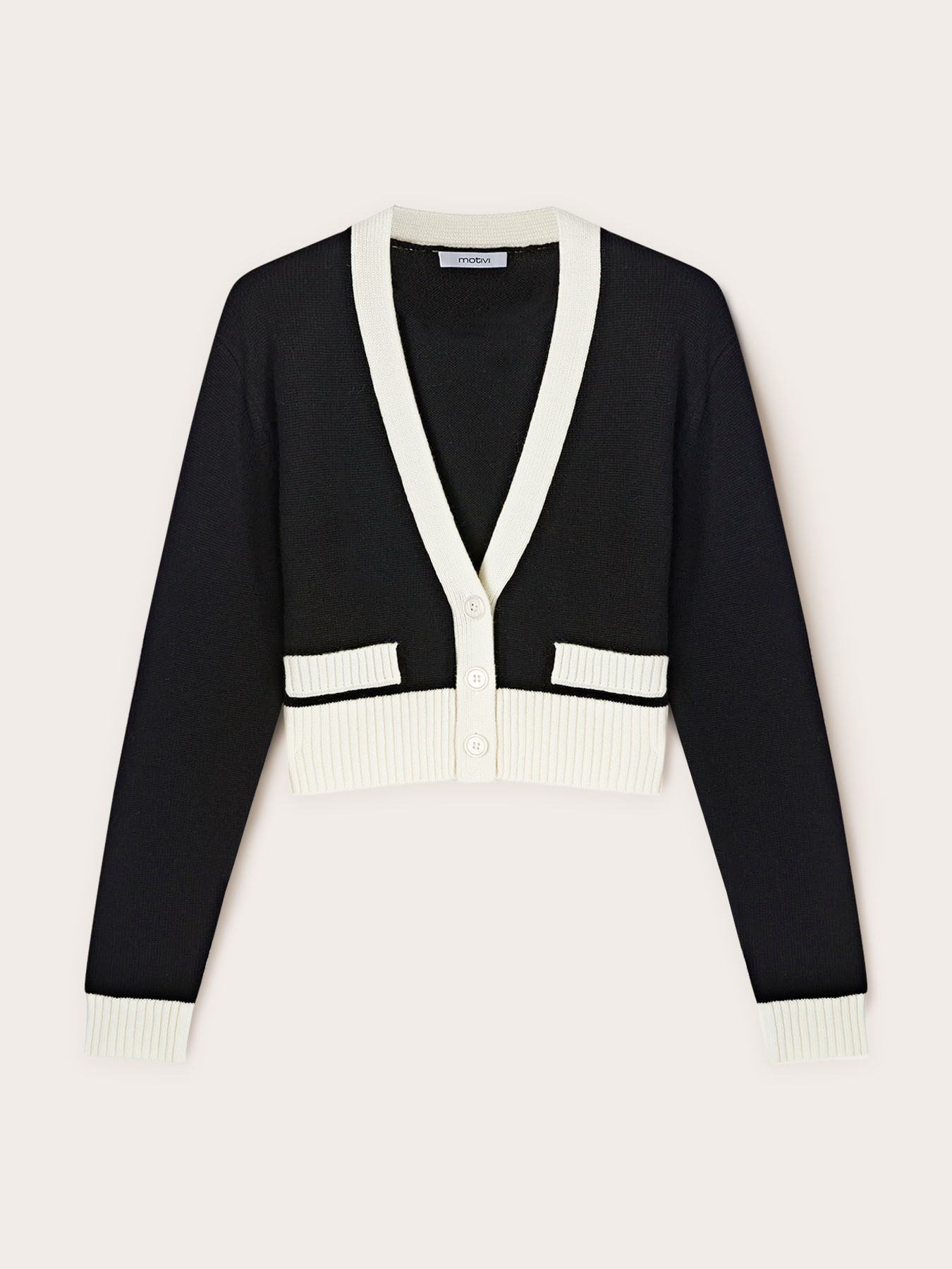 Cardigan corto bicolor image number 4