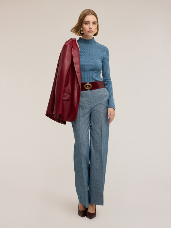 Palazzo pants in yarn-dyed fabric