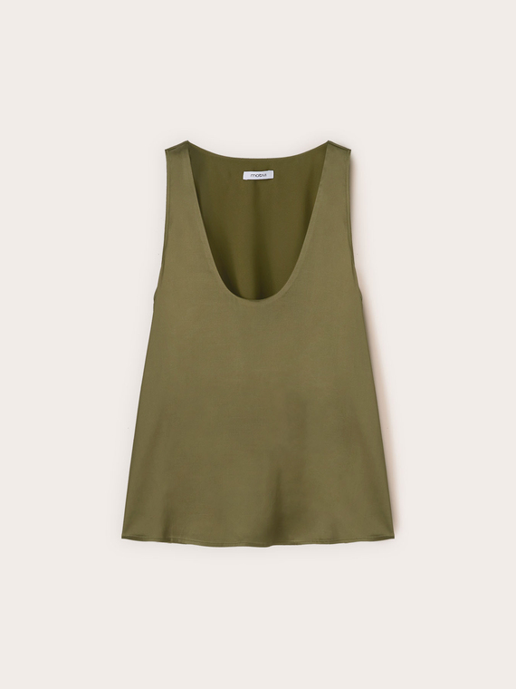 Top aus Satin mit breiten Schultern