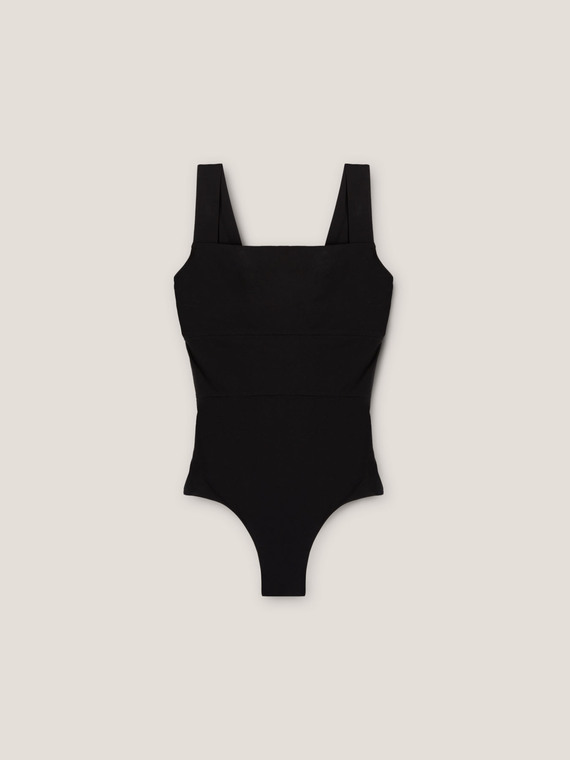 Square neckline one-piece swimsuit