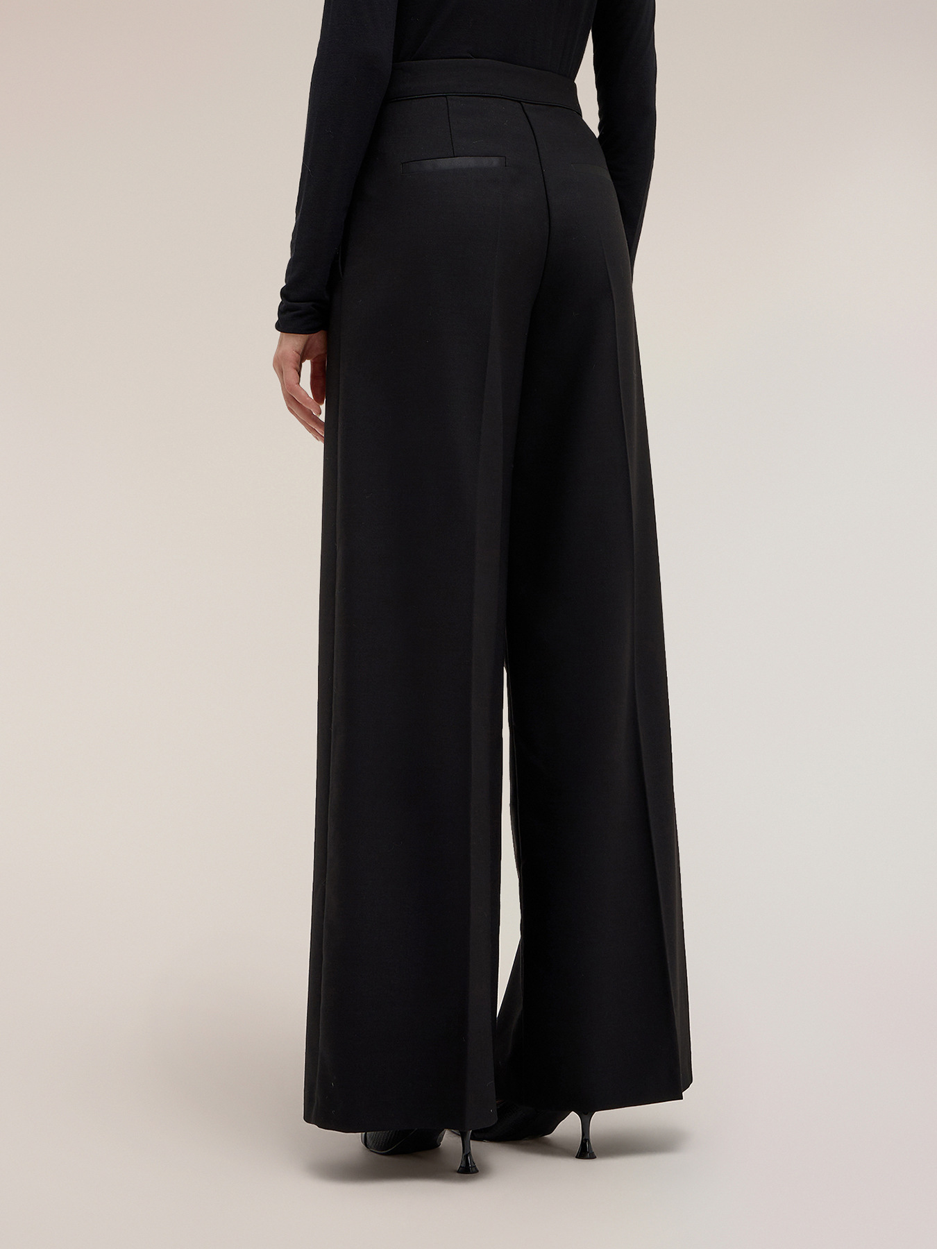 Palazzo pants in cady with satin inserts image number 2