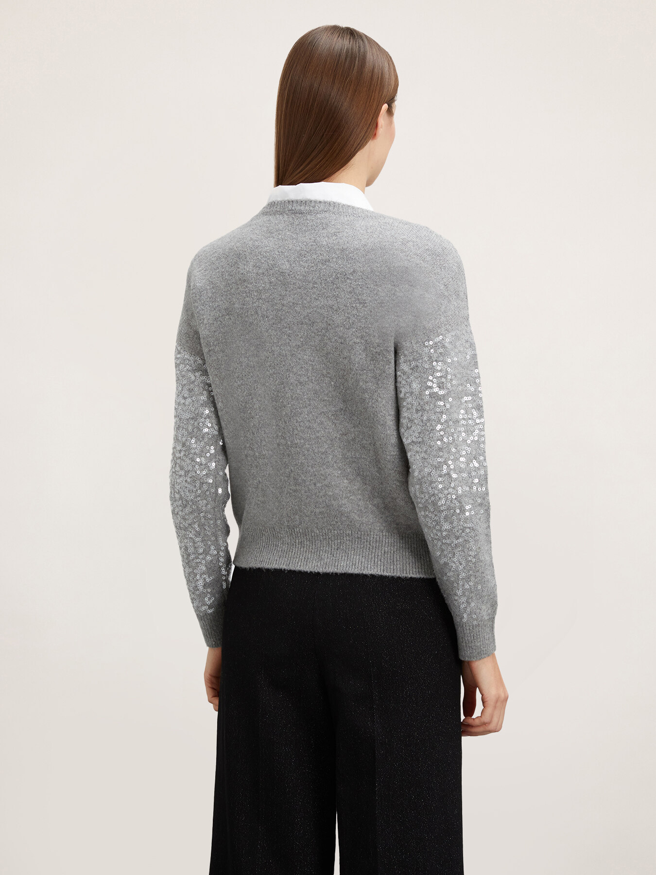Full sequin wool blend sweater image number 1