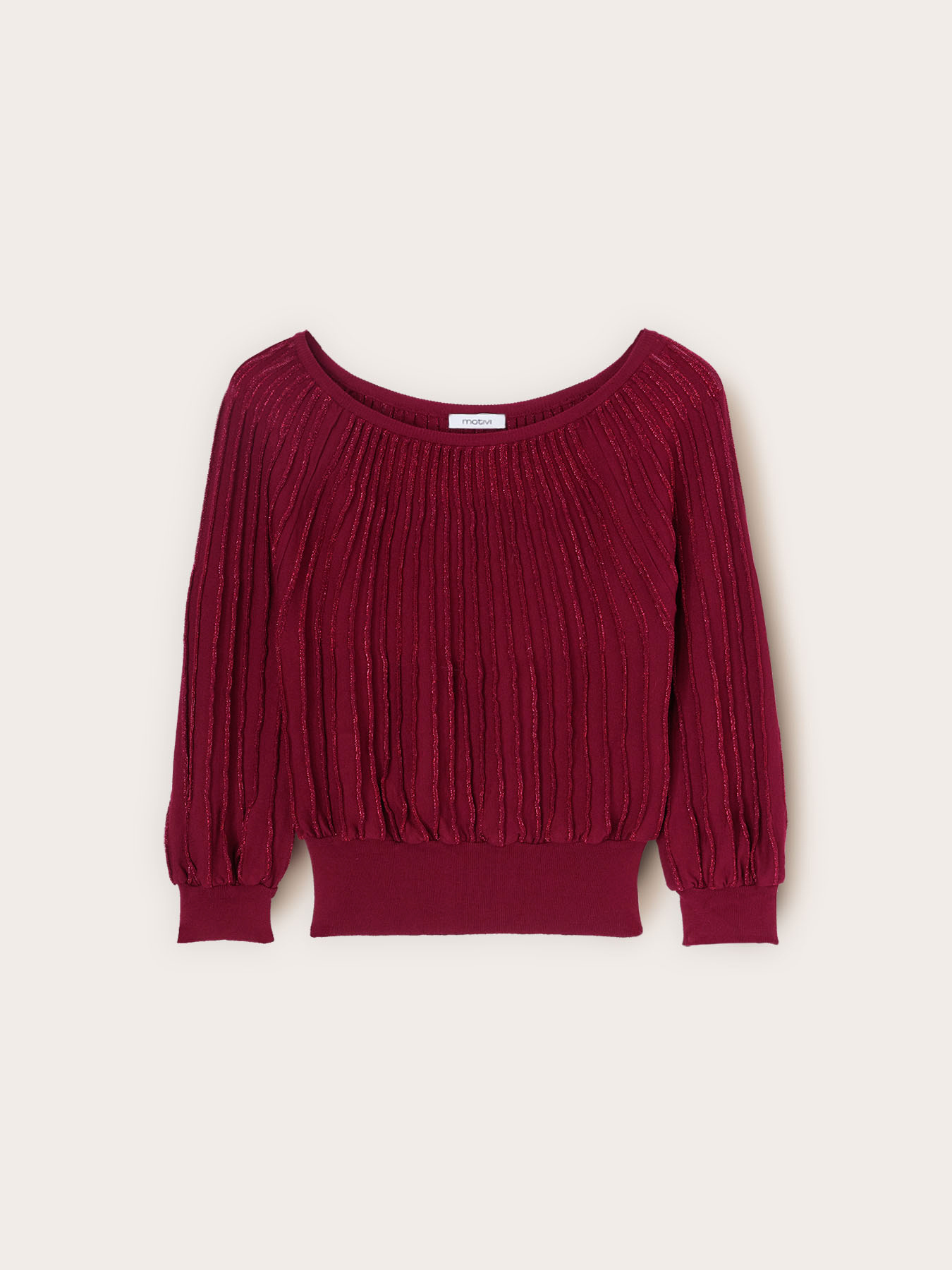 Maglia a righe lurex e maniche balloon image number 4