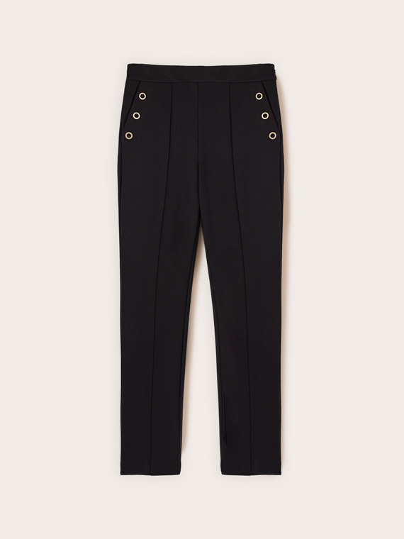Regular pants with eyelet pattern
