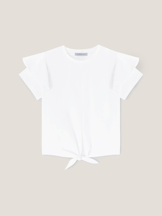 Dual fabric T-shirt with knot
