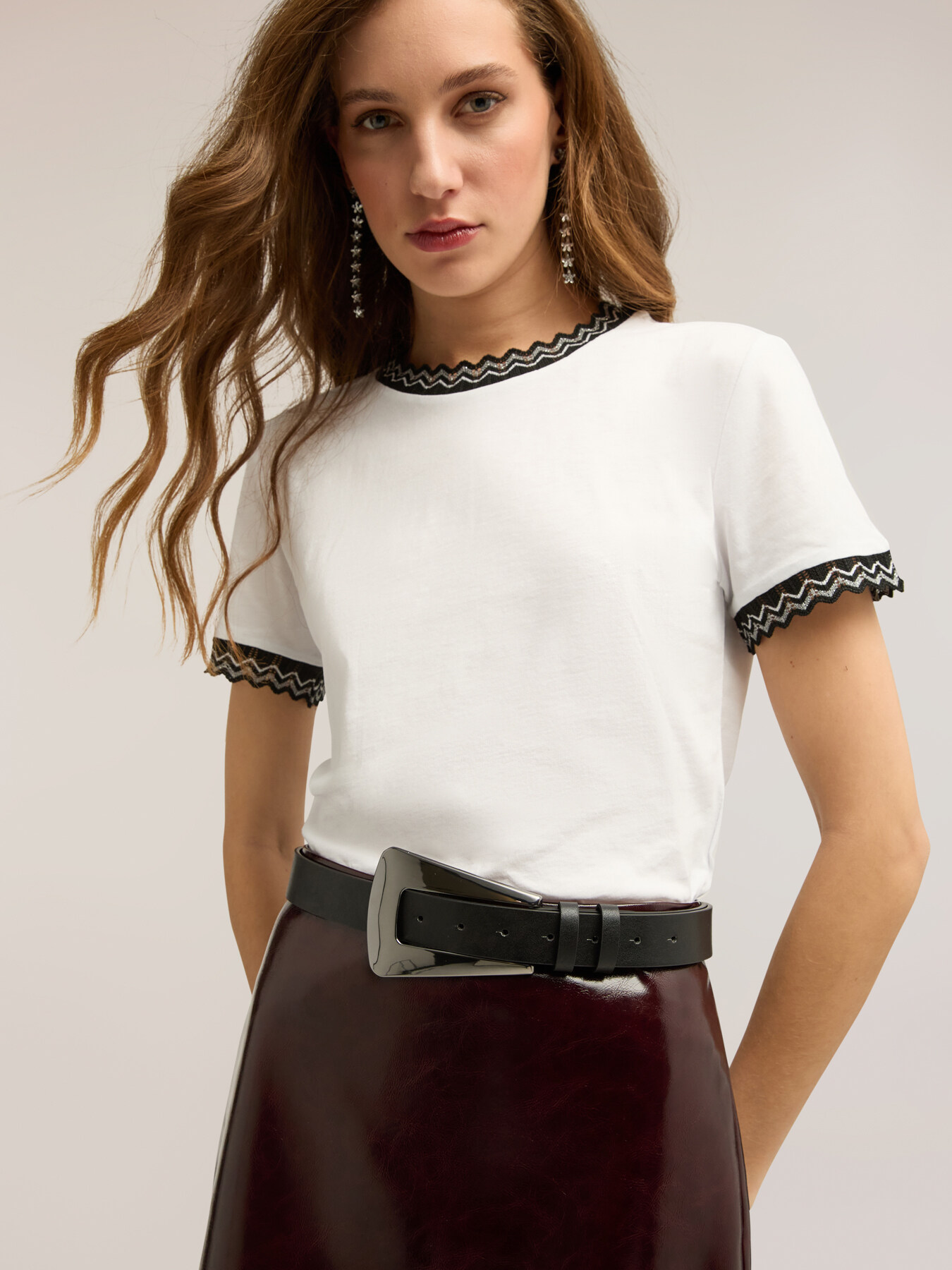 Belt with geometric buckle image number 0