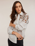 Camicia a righe con ricamo in tulle image number 0