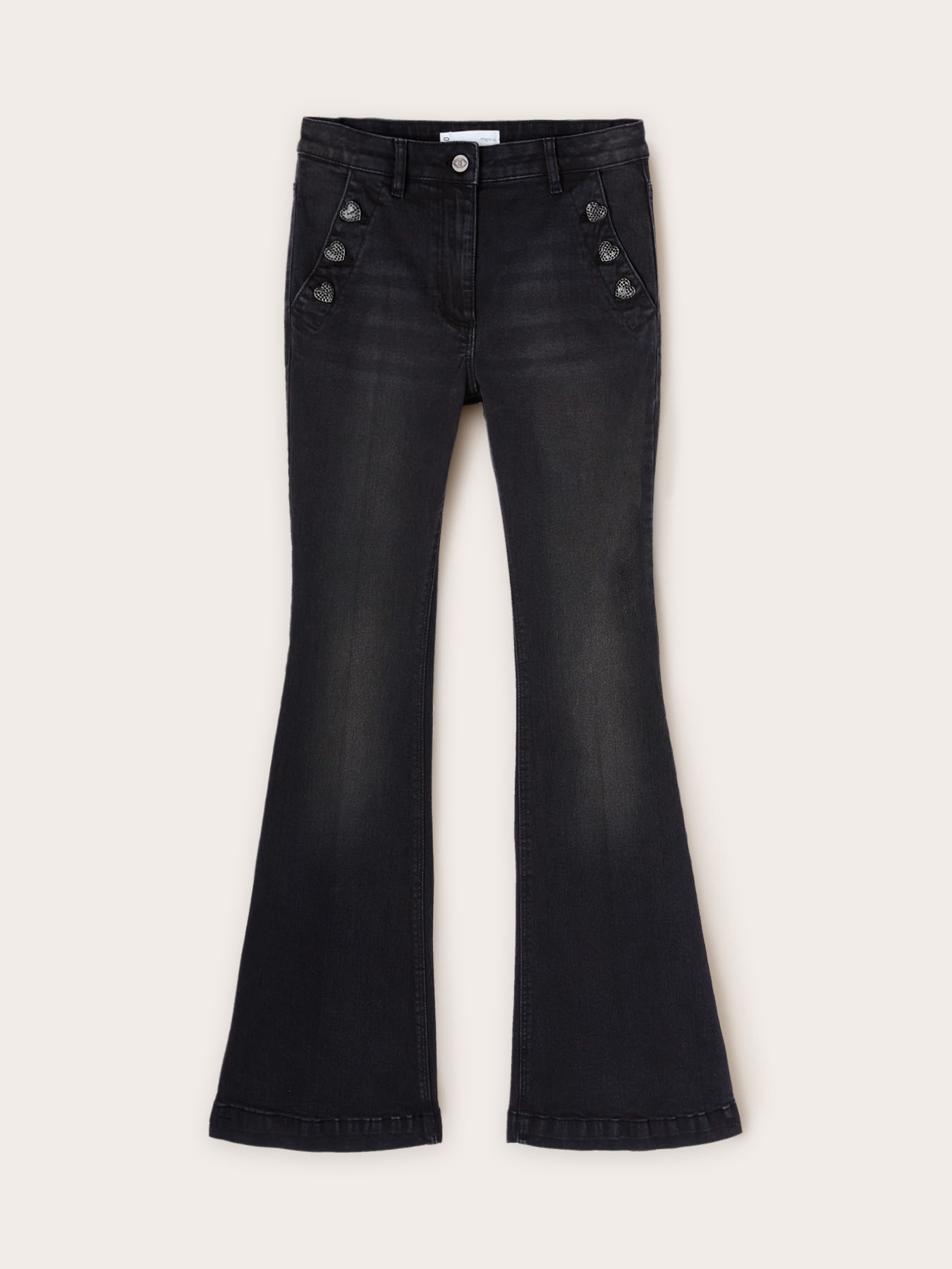 Flared jeans with button feature image number 4