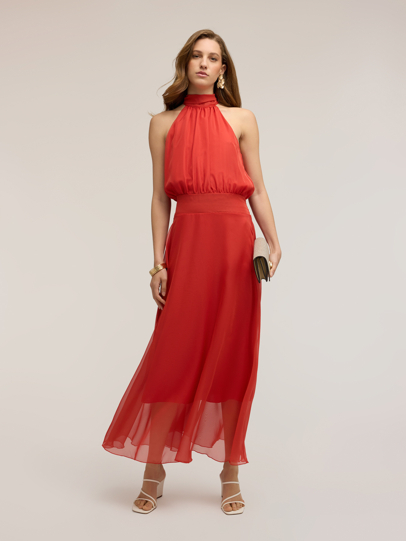 Robe longue en voile avec encolure dos-nu image number 0