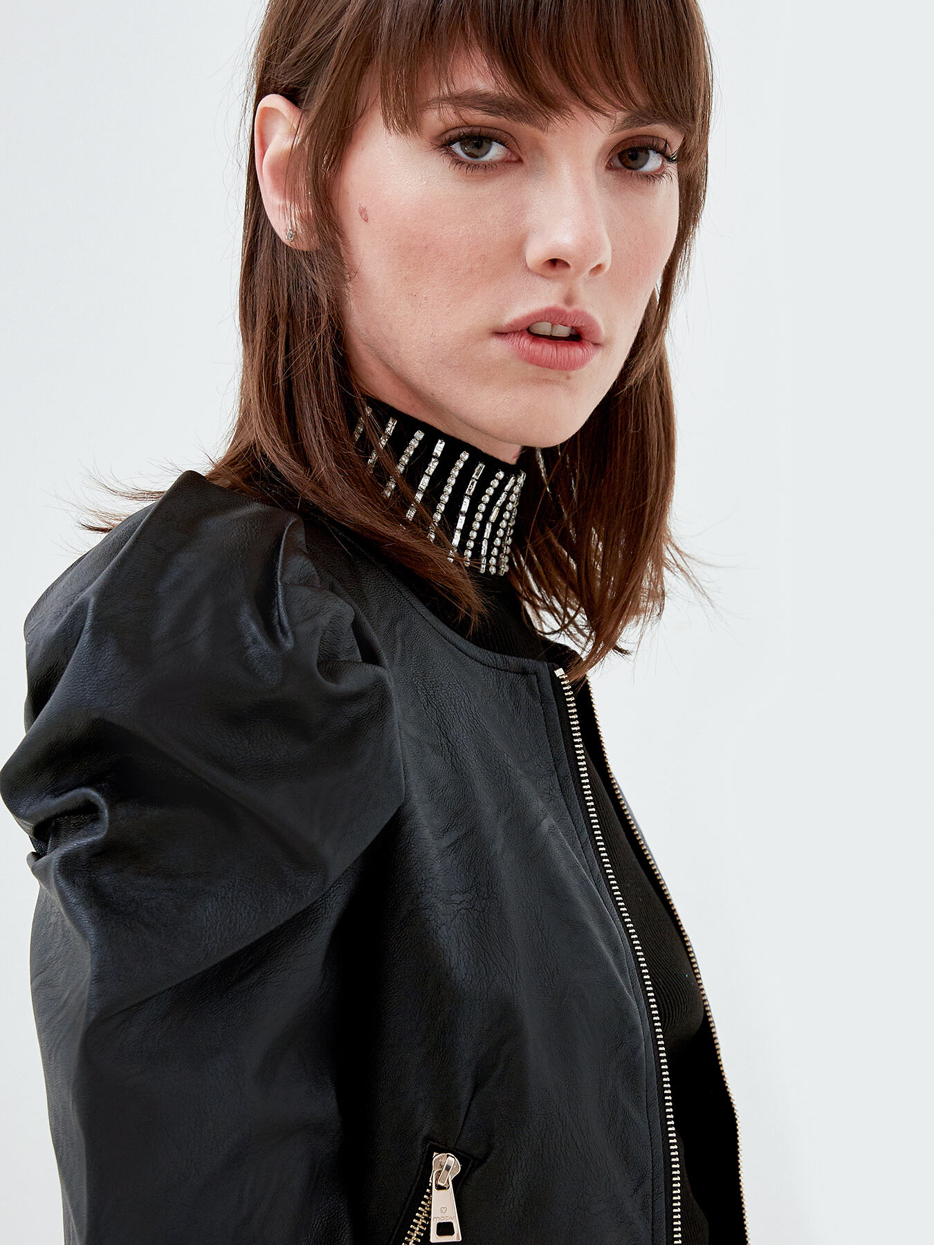 Giubbotto in similpelle con maniche a sbuffo image number 0